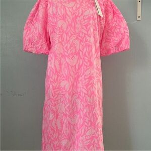 Lilly Pulitzer Vibrant Pink Leaf Midi Dress